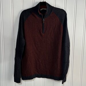Raffi 100% Extra Fine Merino Wool 1/4 Zip Sweater Mens L - XL Houndstooth